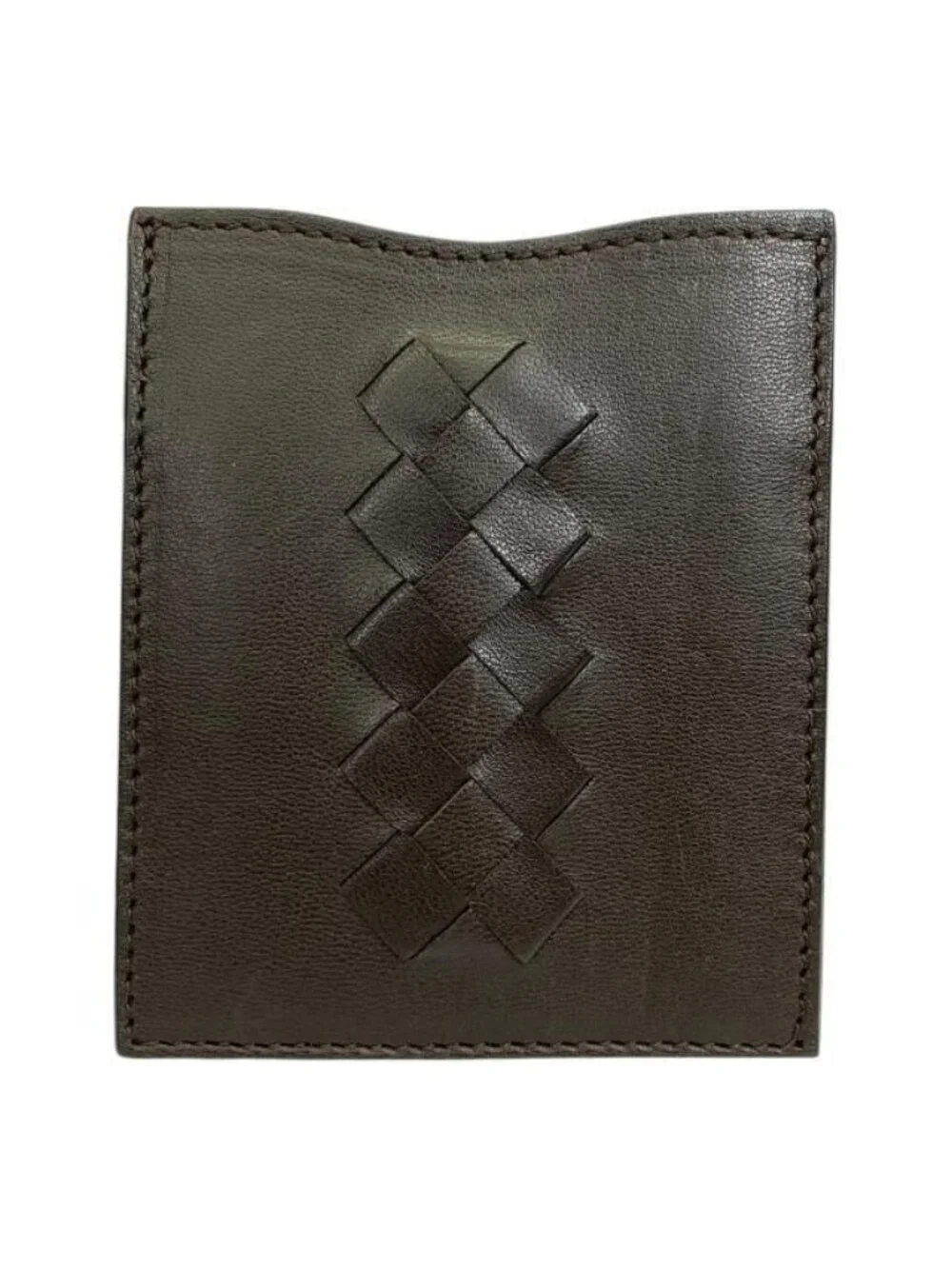 Bottega Veneta Intrecciato Card Case Pass Compact Leather Brown